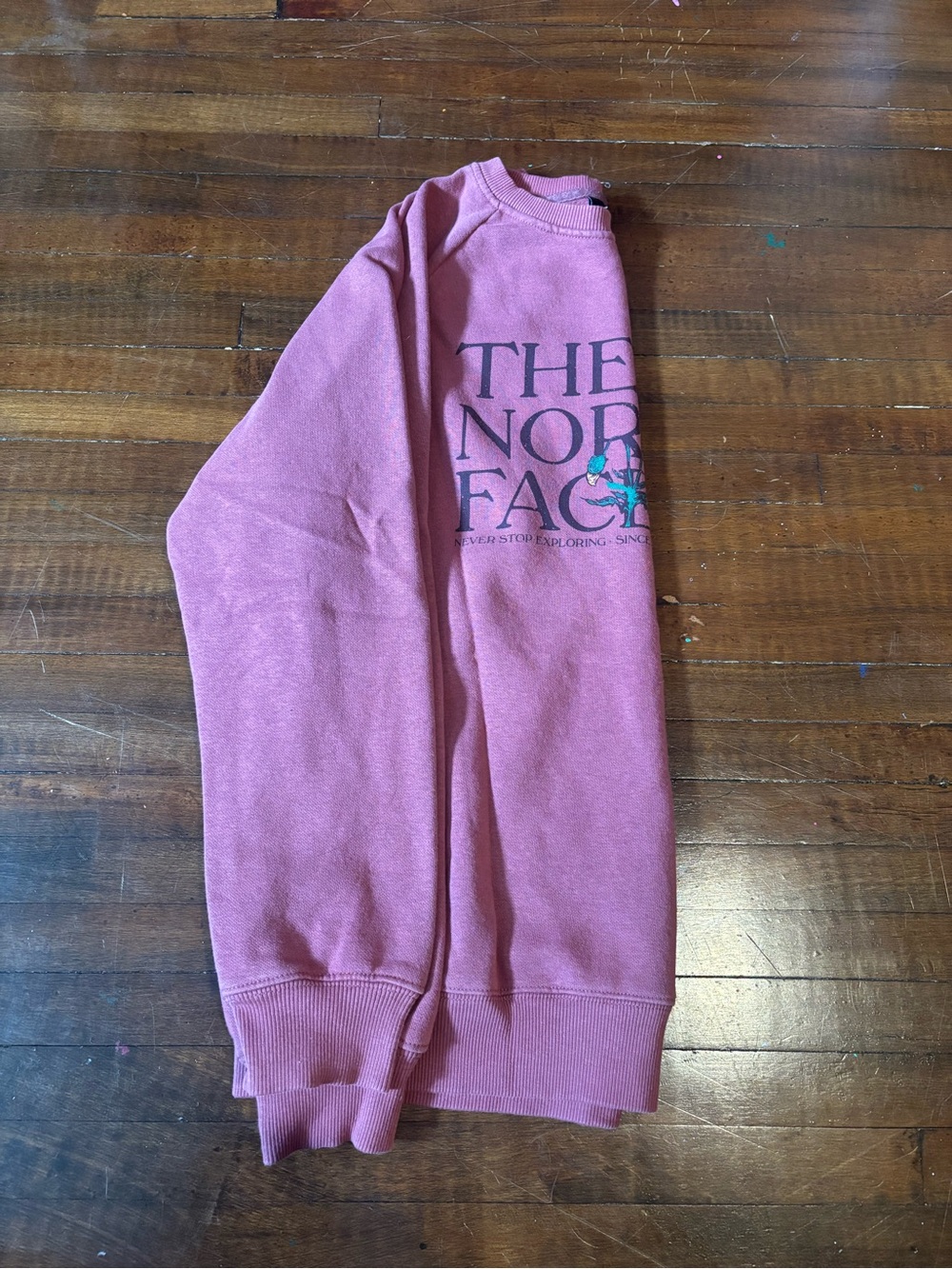 The North Face Women's Pink Crewneck Sweatshirt with Floral Logo - Picture 4 of 6